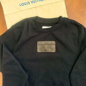 New Black Sweatshirt with Upcycled Louis Vuitton Monogram Canvas*unisex*